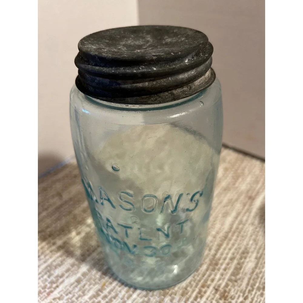 Vintage Ball Ideal Atlas Strong Shoulder Mason Patent 1858 Glass Jars Set of 3